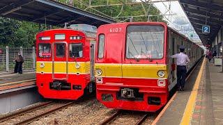 Ramai Kumpulan KRL Commuter Line di Stasiun Duren Kalibata JR 205 Musashino TM 6000 Tokyu 8500