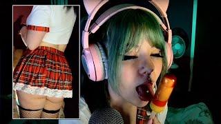 ASMR  Ice pop and Ice Cream Cone Licking and Sucking 