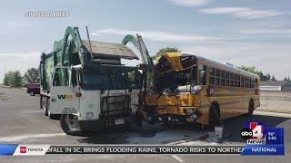 School bus carrying 40 students crashes head-on into garbage truck in Spanish Fork injuries reporte