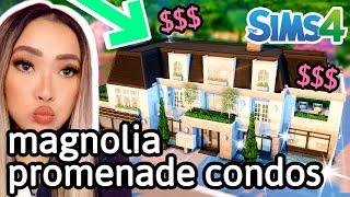 building low rise condos in Magnolia Promenade in the Sims 4 For Rent Build Series Episode 13