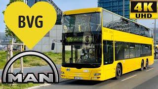 BVG Berlin M85 S+U Hauptbahnhof to S Lichterfelde Süd MAN Lion’s City DD NeomanA39 ND313 Metrobus