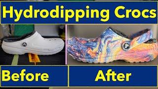 Making CUSTOM CROCS by Hydro Dipping them in hydrographic film. No spray paint 