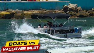 Pontoon NIGHTMARE at Haulover Inlet  Boats vs Haulover Inlet