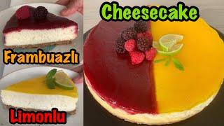 EVDE 2 FARKLI CHEESECAKE TARİFİ Frambuazlı ve Limonlu Cheescake