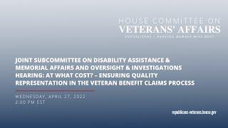 Joint Sub. on Disability Assistance & Mem. Affairs + Oversight & Investigations Hearing  Benefits