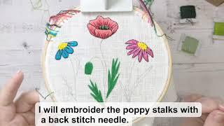 Вышивка гладью. Полевые цветы. Часть 5. Hand embroidery.  How to embroider wildflowers.  Part 5.