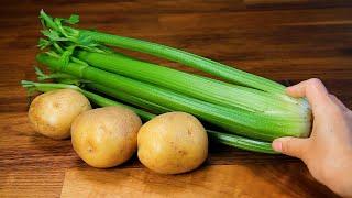 I never get tired of cooking potatoes with celery like this Healthy easy and delicious