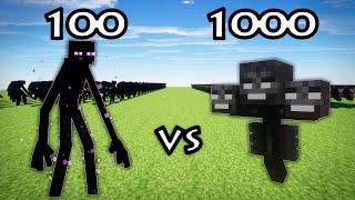 100 Mutant Enderman Vs 1000 Wither  Minecraft