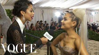 Ariana Grande on Her Sistine Chapel Ceiling Dress  Met Gala With Liza Koshy  Vogue