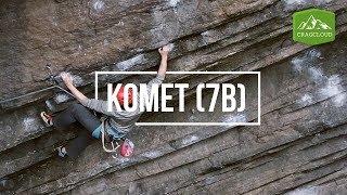 Sport Climbing Komet 7b5.12b at Korpaberget in Sweden