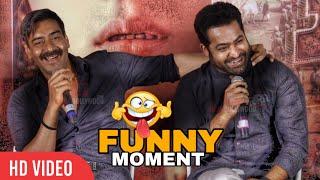 Jr. NTR and Ajay Devgan MASTI  HILARIOUS MOMENT at RRR Trailer Launch