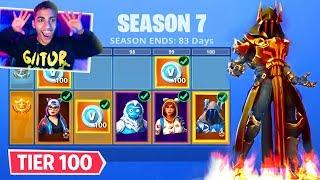 Fortnite Season 7 TIER 100 BATTLE PASS 100% UNLOCKED - THE ICE KING SKIN