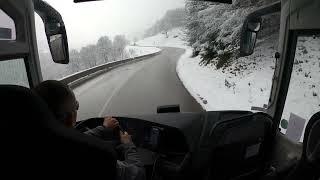 Bus travel through mountain villages and ski resorts France