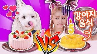 강아지음식vs사람음식 강아지와 복불복 랜덤 뽑기놀이dog food vs real food- 지니