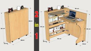 HOW TO MAKE A FOLDING STUDY DESK WITH BOOKS CABINET - DETAILED - STEP BY STEP