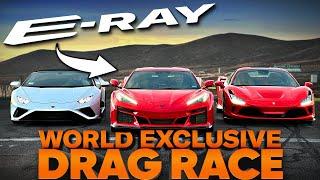 How fast is the Corvette E-Ray? Versus Ferrari F8 & Lamborghini Huracan Evo Jason Cammisa Drag Race