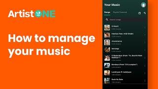 ArtistOne  How to Manage Your Music