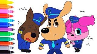 SHERIFF LABRADOR Coloring Pages  How to Color SHERIFF LABRADOR OFFICER DOBERMANN SHERIFF PAPILLON