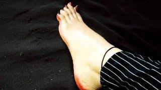 Womens Feet Indian Feet  With Black Nailpolish And Payel