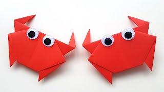 Краб ОРИГАМИ Как сделать Краба из бумаги Простые поделки из бумаги Origami Paper Crab DIY 꽃게 색종이접기