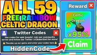 ALL 59 FREE RAINBOW CELTIC DRAGON CODES IN ROBLOX CLICKER SIMULATOR