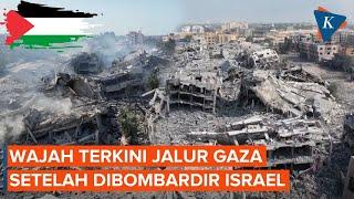 Penampakan Terkini Puing-puing Bangunan Hancur di Jalur Gaza Akibat Konflik Israel-Hamas