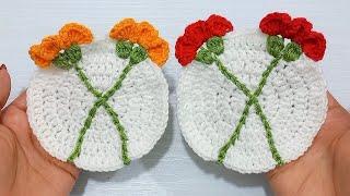 crochet flower coaster tutorialcrochet coaster pattern with flower design