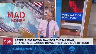 Jim Cramer breaks down the move out of tech in todays market action