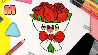 COMO DIBUJAR UN RAMO DE FLORES KAWAII  Dibujos faciles kawaii  Aprende a dibujar con Jape