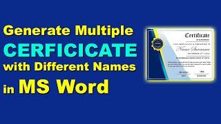 Generate Multiple Certificate with Different Name in MS Word  how to generate multiple certificates