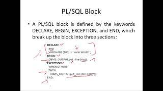 PlSQL Session 1 - Introduction  Anonymous block Procedures Conditional and Case Statements