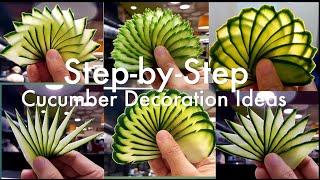 Step by Step Cucumber Decoration ideas  My 5 + 2 Easy Cucumber Carving Tips for Beginners