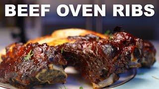 BBQ-style beef ribs in the oven  twice-baked potato