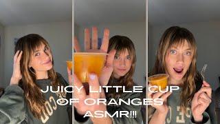 Juicy little cup of mandarin oranges ASMR