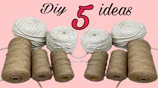 5 Diy Ideas With Rope Jute Rope Crafts Cotton Rope Craft Ideas اعمال يدويه بالخيش