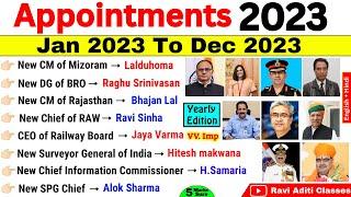 Appointments 2023 Current Affairs  Jan To Dec 2023 New Appointment  Who is appointed as new