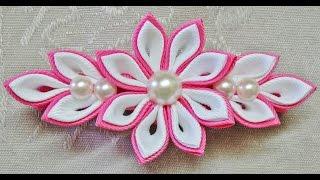 DIY kanzashi flower hairclip kanzashi flower tutorial how to kanzashi flores de cinta