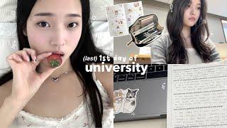 last first day of university vlog grwm long lectures haircare routine cute nails busy days