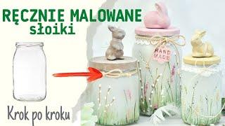 Słoiki ręcznie malowane wiosenna łąka tutorial No. 856