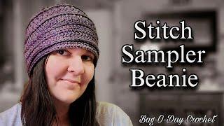 Crochet HAT Tutorial  Crochet Stitch Sampler Beanie