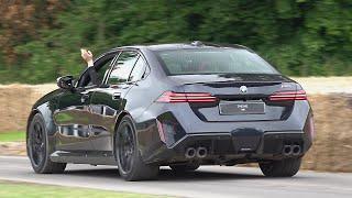 New hybrid BMW M5 G90 WORLD DEBUT Wheelspin Acceleration Exhaust Sounds @ FOS Goodwood 2024