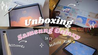 unboxing Samsung Tab + Decor Pinterest Aesthetic ASMR Features of S9 FE Tab