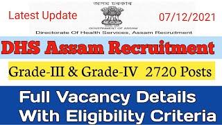 dhs assam recruitment 2021 grade iii and grade iv 2720 posts online apply  all details