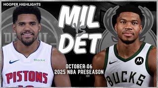 Milwaukee Bucks vs Detroit Pistons Full Game Highlights  Oct 6  2024-25 NBA Preseason