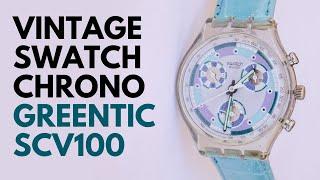 1992 GREENTIC SCV100 Swatch Chronograph Watch  90s Vintage Swiss Made Swatch Chrono Quartz Watch