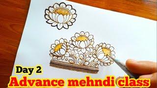 Advance mehndi class Day 2  Lotus mehndi designs  Mehndi class