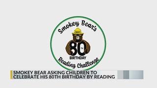 Smokey Bear celebrating 80th birthday with reading challenge
