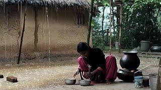 Village Life Cooking  Edible Leaf Potato Simple Cooking Eating@tusuzupuvlogs