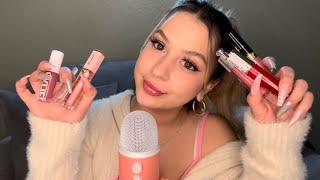 ASMR  Lipgloss application on YOU and me  lipgloss plumping + mouth sounds 