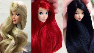 Disney Princess Doll Makeover  DIY Miniature Ideas for Barbie  Wig Dress Faceup and More